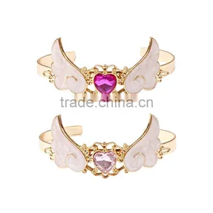 Crystal Heart Angel Wing Cuff Bangle Gold Angel Wing Cuff Bangle thumbnail-1