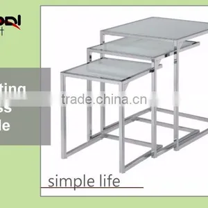 High Quality Durable Tempered Glass Coffee Nesting Metal Side Table thumbnail-3