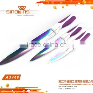 A3405-2 New Design 5pcs Colorful Titanium Blade Stainless Steel Kitchen Knife Set thumbnail-5