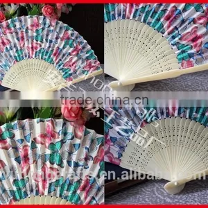 Promotional Cotton Cloth Hand Fan With Butterfly thumbnail-1