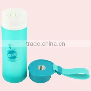 320ML BAP Free Plastic Double Wall Water Bottle With Silicone Handle thumbnail-3