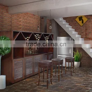 Cabinet Kitchen Bar Mini Walnut Color Mahogany Wood Furniture, Modern Mini Bar Cabinet Solid Wood Handmade From Indonesia thumbnail-1