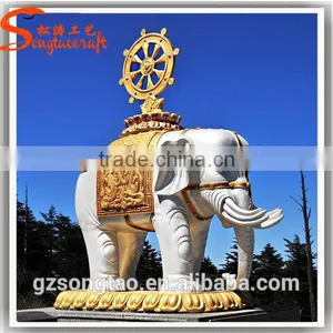 Great Quality of Outdoor Decoration Equipment Life Size Fiberglass Thailand Elephant Statue thumbnail-2