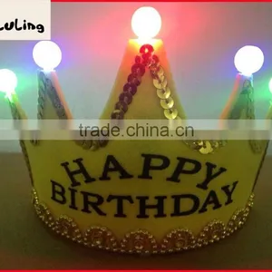 2015 Purple Elegant Bulk Hair Accessories Light up Happy Birthday Crown thumbnail-5