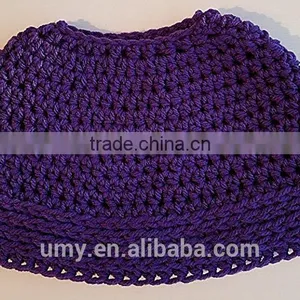 Purple Messy Bun Beanie Ponytail Hat thumbnail-1