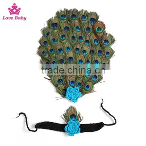 2pcs Headband and Backdrop Infant Photoprops Fashion Peacock Headband thumbnail-1