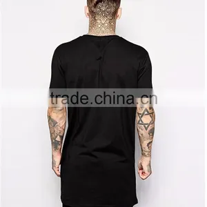 New Fashion 100% Cotton Hip Hop Men's Longline T SHIRT Short Sleeve Men T-SHIRT Tall Tshirt New Arrival Mens TOP TEE SHIRTS thumbnail-3