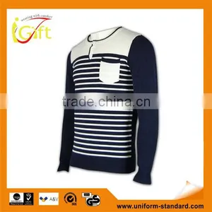 ISO9001/BSCI Manufature Navy Blue Teenager Striped Pattern Cardigan Sweater thumbnail-1