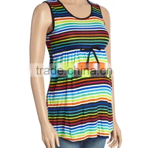 Fashionable Maternity Tops With Due Time And Rainbow Stripe Maternity Tees Babydoll Tank Women Clothes WT80817-43 thumbnail-1