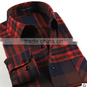 Red and Deep Blue Flannel Plaids Shirt for Men Western Style Warm Fashionable Leisure Shirt for Boy Daily Life thumbnail-1