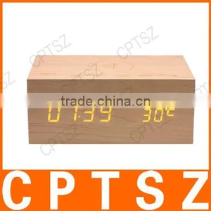 Hot Selling Wooden Bluetooth Speaker With Digital Led Desk Clocks With Alarm thumbnail-1