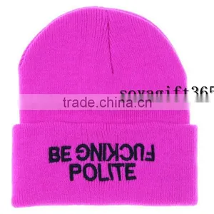 Winter Hip Hop Cuff Hat Knitted Warm Beanie Cap thumbnail-2