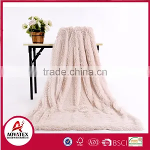 100% Polyester Promotion Solid Long Pile Fake Fur Winter Blankets thumbnail-4