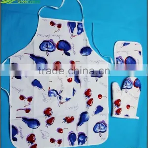 Wholesale Cotton Kids Cooking Apron Set Kitchen Sets Apron Oven Mitt Pot Holder thumbnail-5