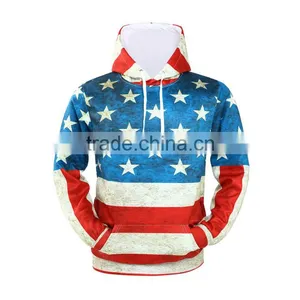 Unisex Fashion USA American Flag Print Hooded Slim Pullover Hoodie Sweatshirt thumbnail-4