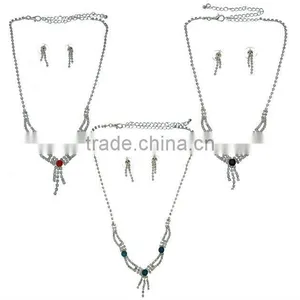 New Designed CZ Drop Pendant Necklace Set Fashion Wedding Jewelry Set Bridal DB01767 From Yiwu Market to Russia,Ukraine,Romania thumbnail-1