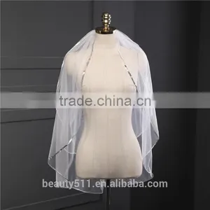2017 Wholesale Bridal Veils Hot Sale Short Elegant Bridal Wedding Veils Fashionable Short Tulle Wedding Bridal Veils HL32 thumbnail-5