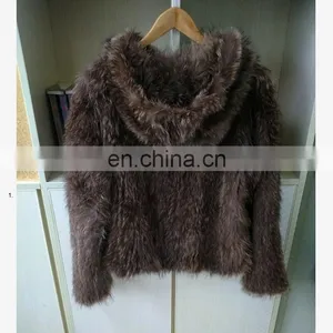 Winter Warm Knitted Raccoon Fur Jackets for Women thumbnail-1