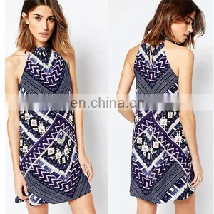 Hot Sale Fashion Printing Mini Dress Women Summer Dress New Fashion Western thumbnail-1