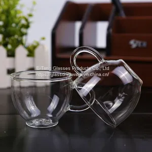 Wholesale Factory Price Amazon Custom Logo 100ml 3.5oz Glass Cup, Drinking Glasses, Double Wall Mini Glass With Handle thumbnail-4