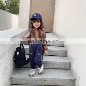 4097/Hot Selling Various Color Warm Stripe Kids Undershirt Wholesale Autumn Winter Girls Top thumbnail-3