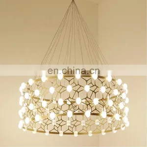 Modern Living Room Golden Iron Hanging Lamp Chandelier Pendant Lights thumbnail-1