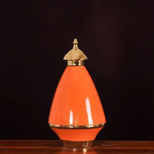 Retro Gild Fashion Light Luxury Orange Green Ceramic Flower Vase For Showroom Decor thumbnail-3