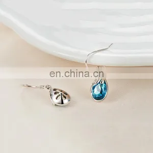 New Fashion Crystal Rhinestone Raindrop Shape Zircon Stud Hoop Large Pendant Earring S925 Silver thumbnail-4