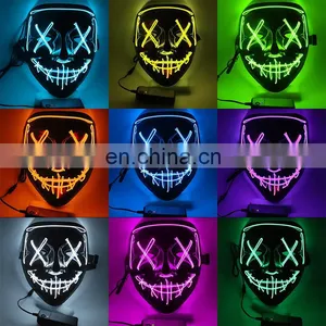 Halloween Party Promotional Party Joker Led Dress Up Adult Neon Face Masks Christmas Halloween Party Mask thumbnail-2