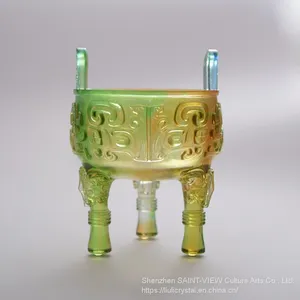 Chinese Traditional Culture Liuli Tripod Cup Craft Trophy Home Office Decoration thumbnail-3