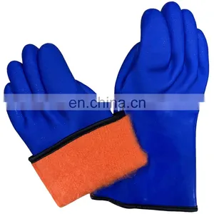 Fishing Thermal Oil Field Warm Cassimere Lined Cold Proof Blue Sandy PVC Glove, Hand Gloves, Rubber Glove thumbnail-2