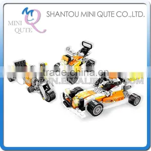 Mini Qute DIY Boys F1 Fast Racing Car Motorcycle Kart Action Figure Plastic Model Building Block Brick Educational Toy NO.25421 thumbnail-1