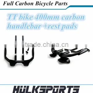 Carbon Time Trail Road Bicycle Handlebar Cycle Handle Bars TT Bike 400mm Carbon Handlebar With Rest Pads thumbnail-1