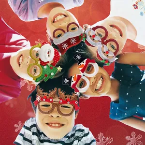 8Pcs Christmas Glasses Glitter Holiday Frames With 18 Designs for Party Accessories thumbnail-2