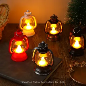 European Vintage Plastic Kerosene Lamp Style LED Lanterns Wholesale for Christmas Party Table Hanging Decorations thumbnail-4