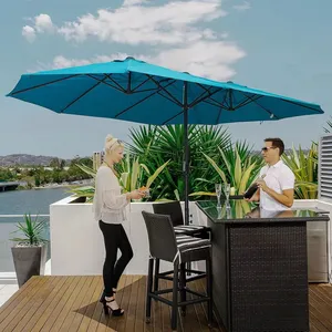 Heavy Duty 15FT Double Head Patio Umbrella Polyester Air Vent Wind-Resistant Outdoor OEM Rectangular Umbrella thumbnail-1