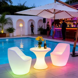 Factory Direct Modern Design Plastic Luminous Tables and Chairs for Outdoor Garden Party Wedding Bar Use Top Industry Choice thumbnail-3