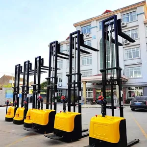 2000kg 1000kg 1500kg New Full Electric Semi Electric Portable Stacker Pallet Forklift Self Lifting Stacker thumbnail-2