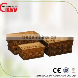 Set of 3 Rectangular Wood Chip Woven Bins thumbnail-1