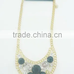 FASHION FILIGREE BIG PENDANT NECKLACE WITH ACRYLIC STONES thumbnail-1