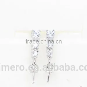 925 Sterling Silver Handmade Zircon Findings Earring Hooks Fittings thumbnail-2