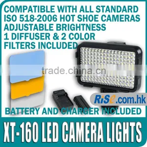 XT-160 5800K LED Video Light Camcorder Lamp CN-160 Battery Charger thumbnail-1