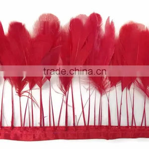 Stripped Blue Coque Tails Fringe Rooster Feather Trim thumbnail-2