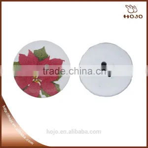 Sewing 2 Holes 2.5cm Round Red Flowers Button for Fabric thumbnail-1