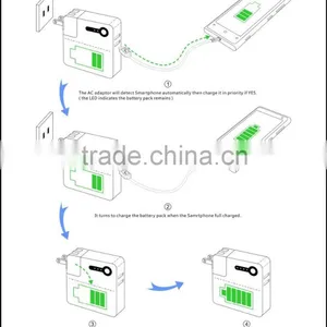 Universal Wall Charger With Battery Power Bank AC Plug Travel Charger HY-UP015 Adapter thumbnail-6