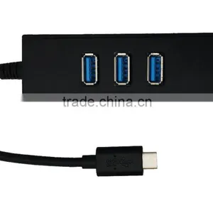 USB3.1/Type-C to USB3.0 Adapter Connector Hub 2pcs/lot 3 * USB3.0 Ports And1* Lan Port for Macbook Chromebook thumbnail-2
