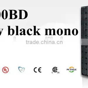 200w All Black Mono Solar Modules With 72 Pcs 125*125 Mono Cells With CE, TUV, UL, CSA, MCS PV CYCLE thumbnail-1