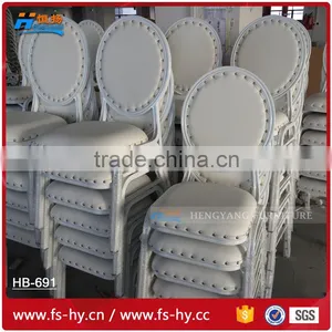 HB-691 Wholesale Round Back Aluminum Hotel Dining Chair Banquet White Price Steel Banquet Chair With Upholstered Cushion Quality Choice thumbnail-1