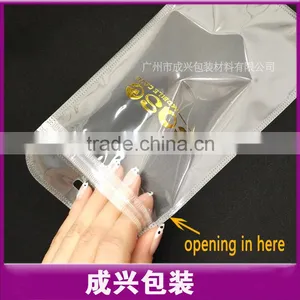 Mobile Case Packaging Poly Bag /matte Plastic Zipper Bag/front is Clear Plastic Within Printing Golden Case thumbnail-6