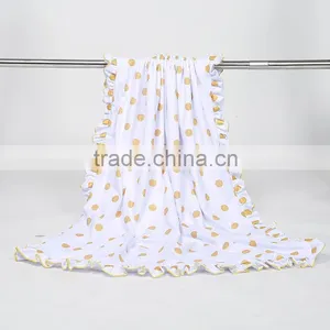 Wholesale New Arrival Toddler Blanket Gold Dots Soft Ruffle Cotton Blanket for Babies thumbnail-6
